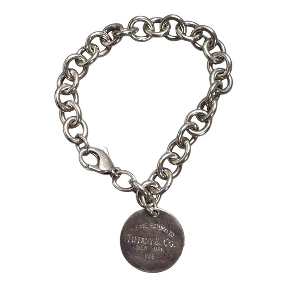 Tiffany & Co. Please Return To Sterling 925 Round Tag Chain Link Bracelet Silver - Picture 2 of 6
